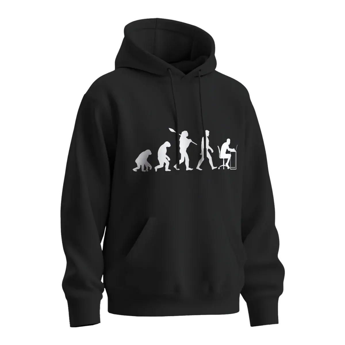Mikina s potiskem Evoluce ajťáka - černá