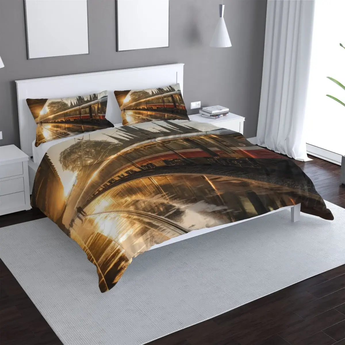 Povlečení Vlak na nádraží při východu slunce - 140x200 / 90x70