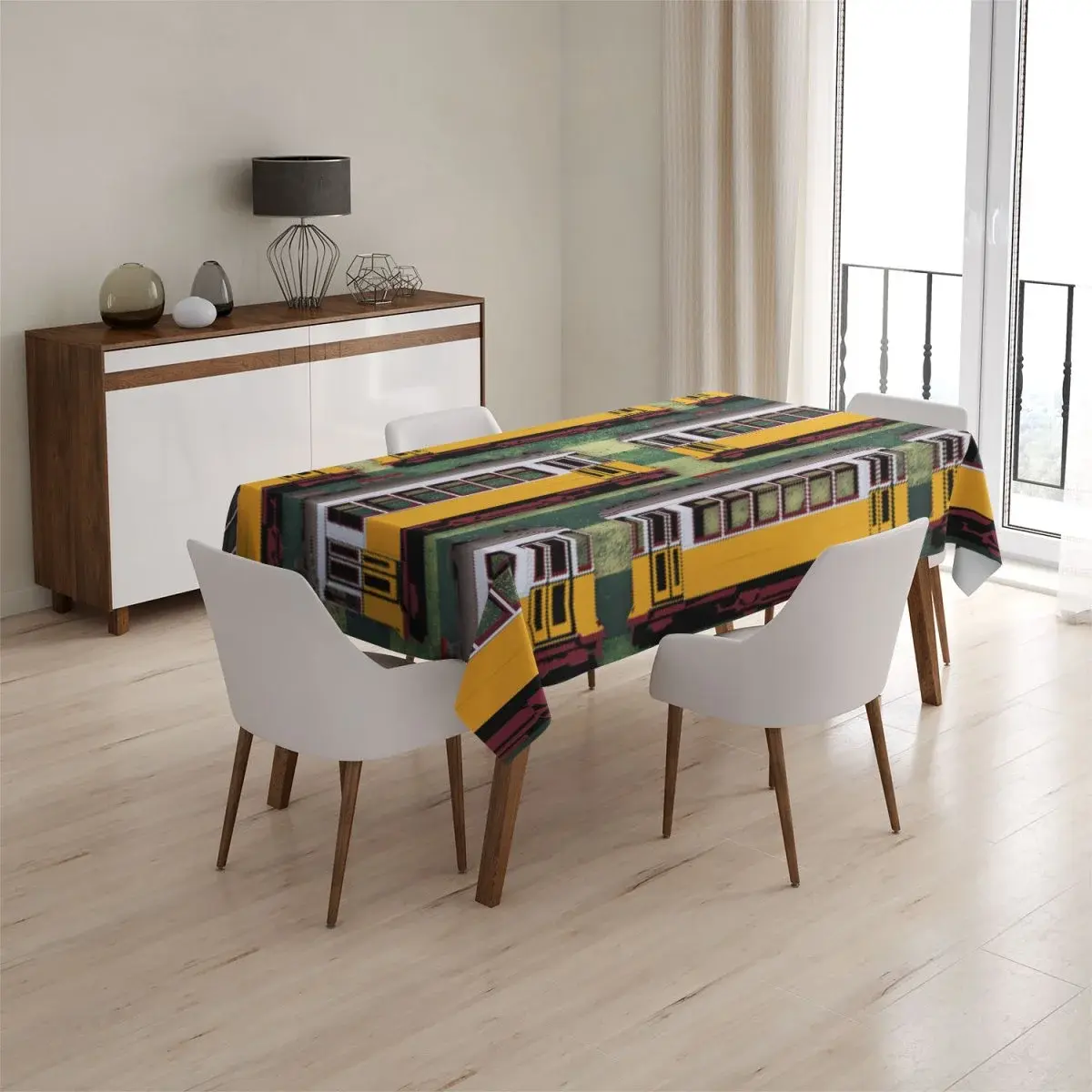 Ubrus Lisabonské historické tramvaje Zelený Pattern - 145x240 cm