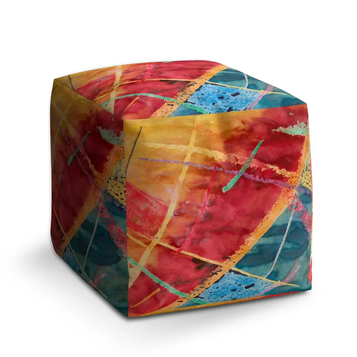 Taburet Cube Barevné čáry - 40x40x40 cm
