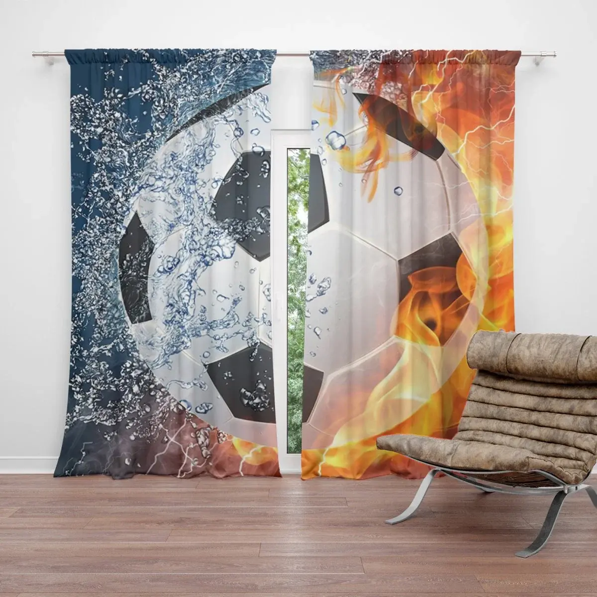 Závěs Fotbalový míč: 2ks 140x250cm