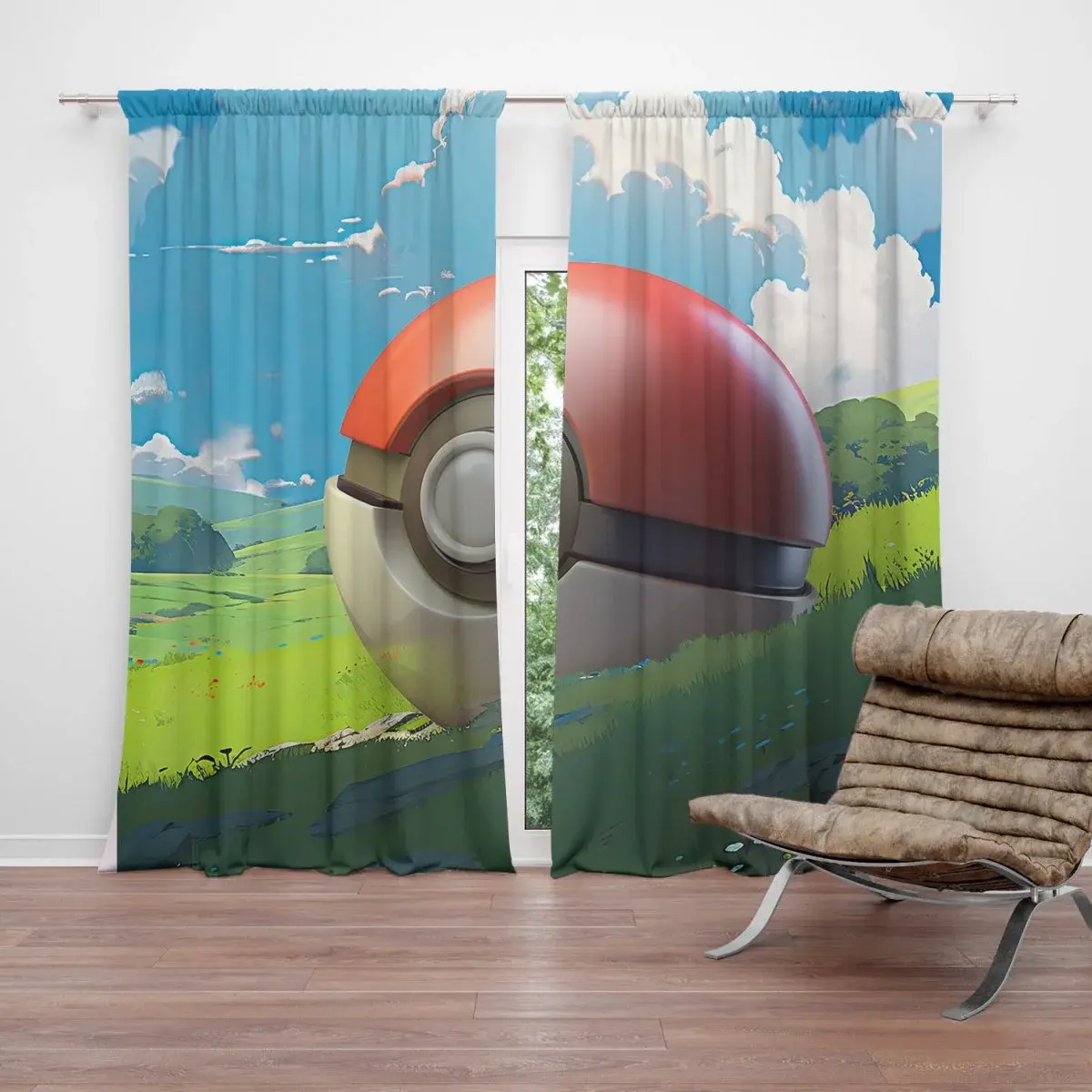 Závěs Pokemon ball Krajina: 2ks 140x250cm
