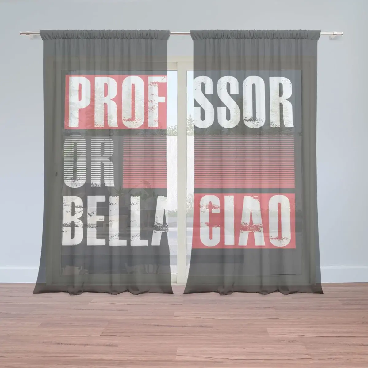 Záclony La Casa de Papel Professor or Bella Ciao motiv 3: 2ks 150x250cm