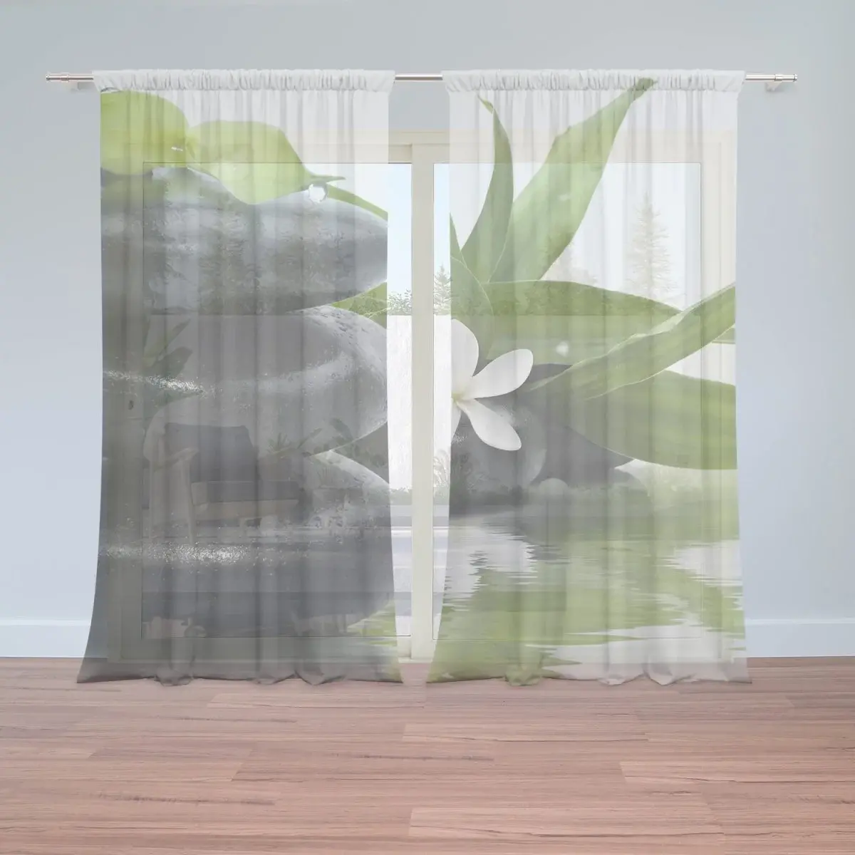 Záclony Květ s kameny: 2ks 150x250cm
