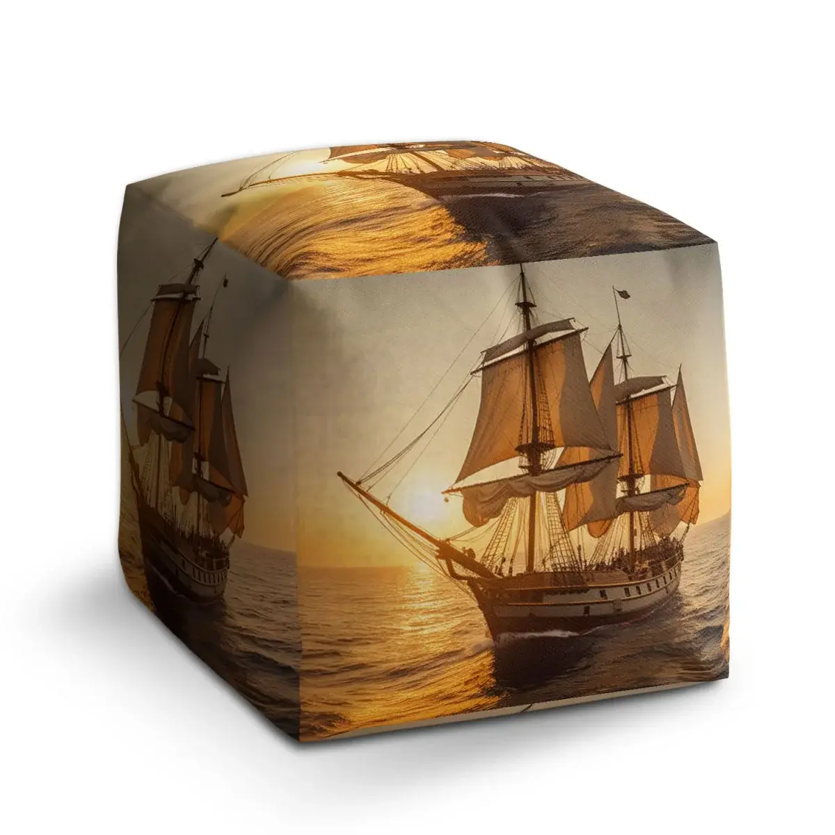 Taburet Cube Plachetnice na klidném moři 2 - 40x40x40 cm