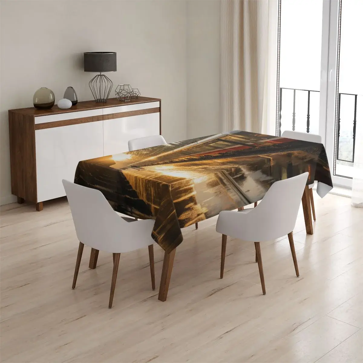 Ubrus Vlak na nádraží při východu slunce - 130x170 cm