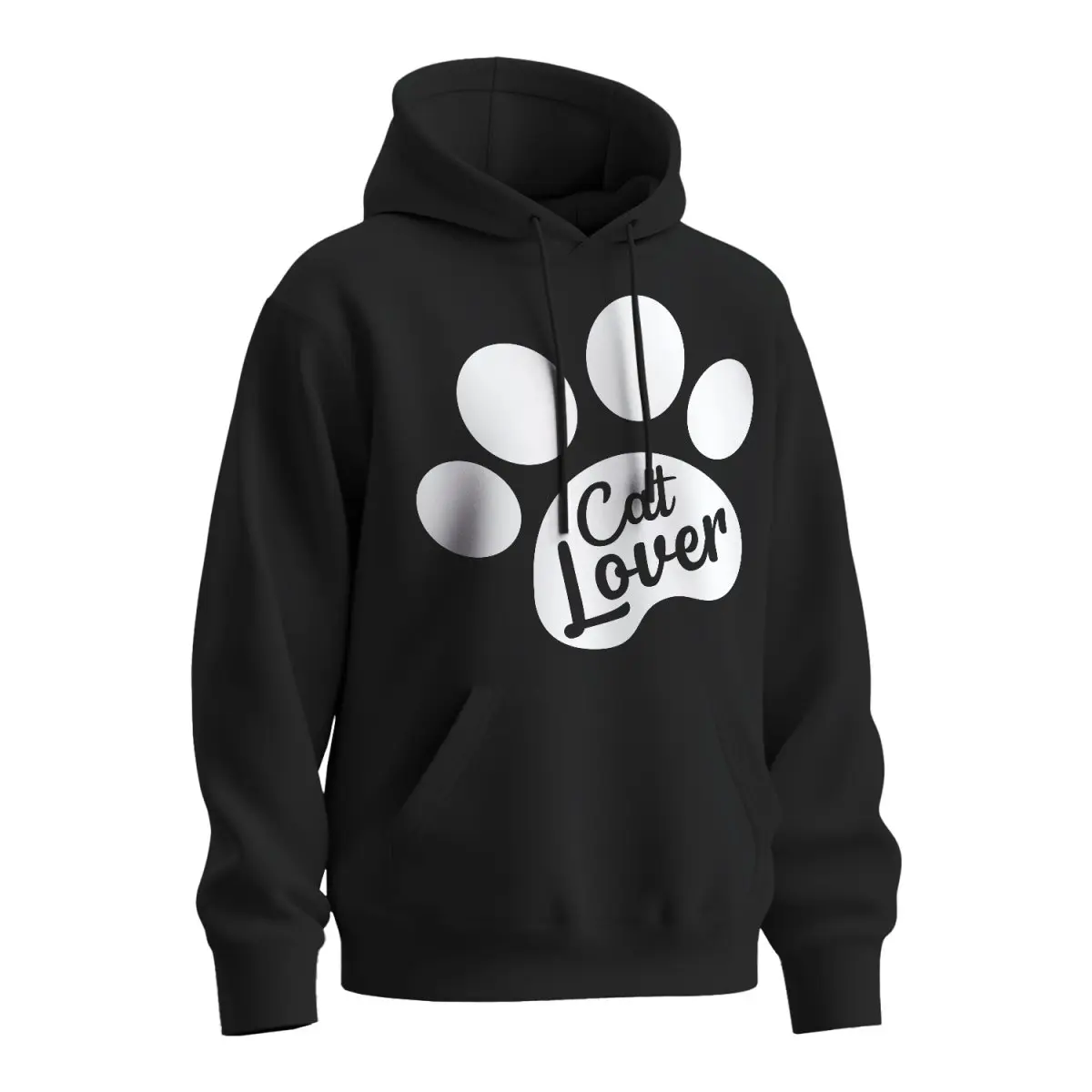 Mikina s potiskem Cat lover - černá 4XL