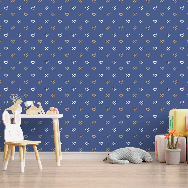 Tapeta Srdíčka na modré - 336x220 cm