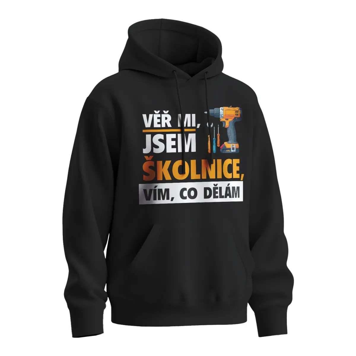 Mikina s potiskem Věř mi, jsem školnice - černá