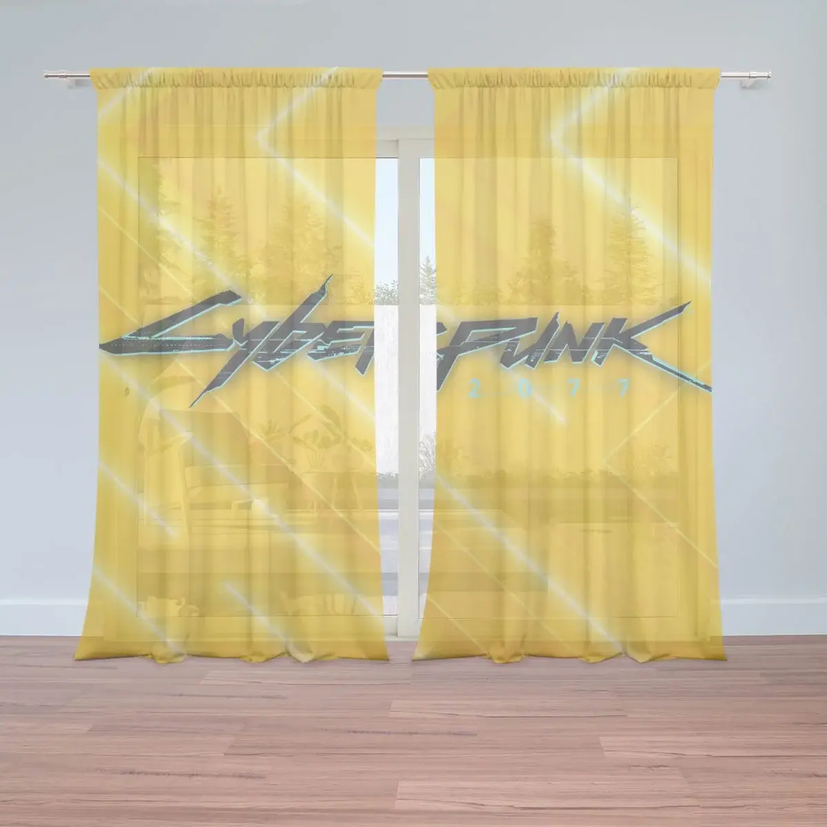 Záclony Cyberpunk 2077 Žlutý: 2ks 150x250cm