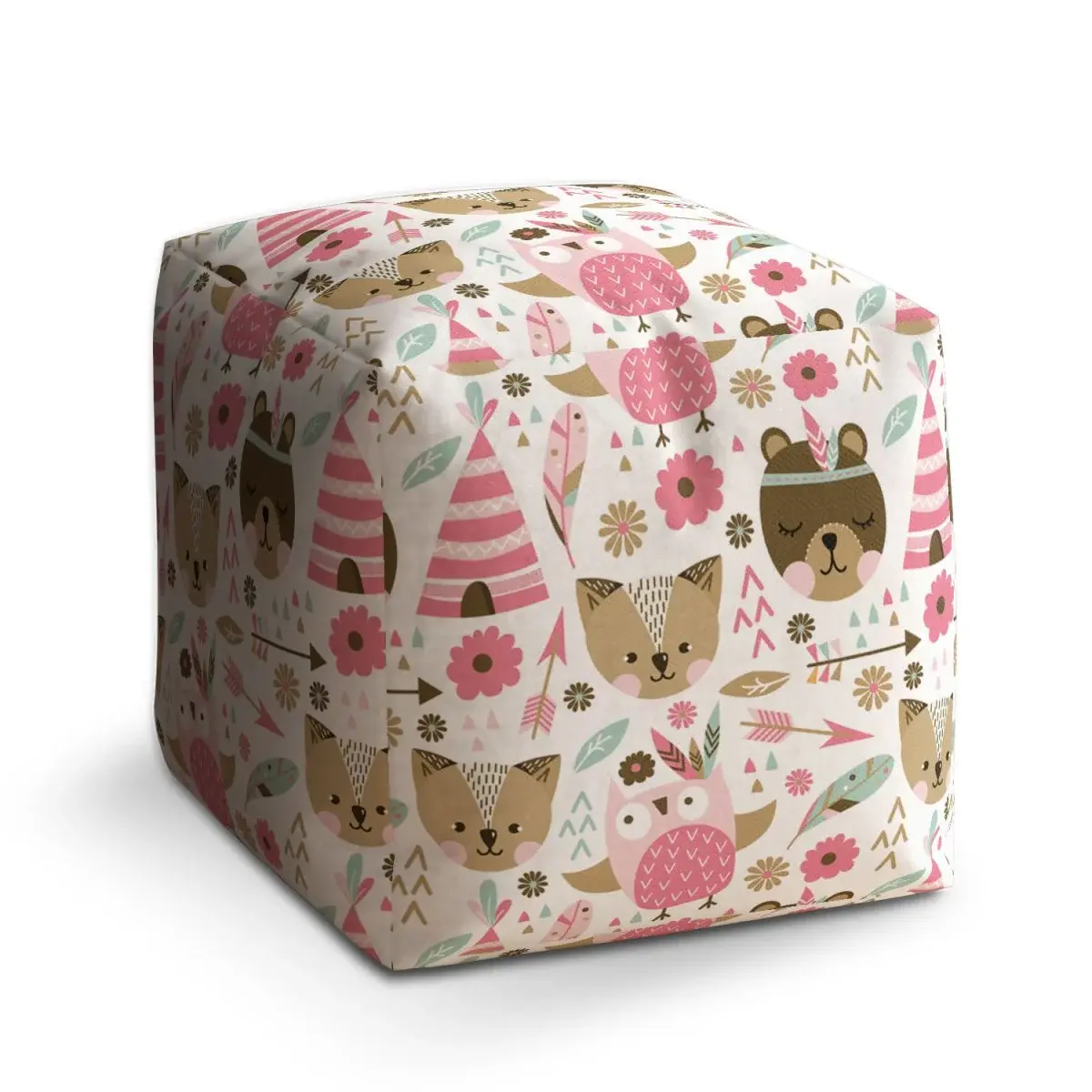 Taburet Cube Lesní zvířátka - 40x40x40 cm