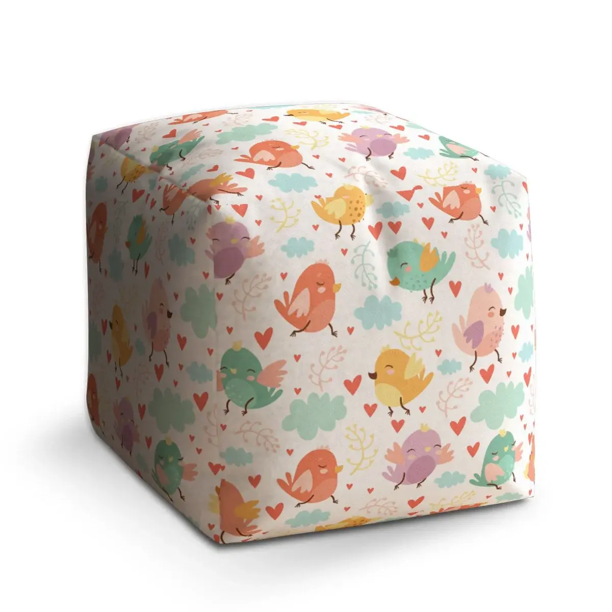 Taburet Cube Oblak s ptáčky - 60x60x60 cm