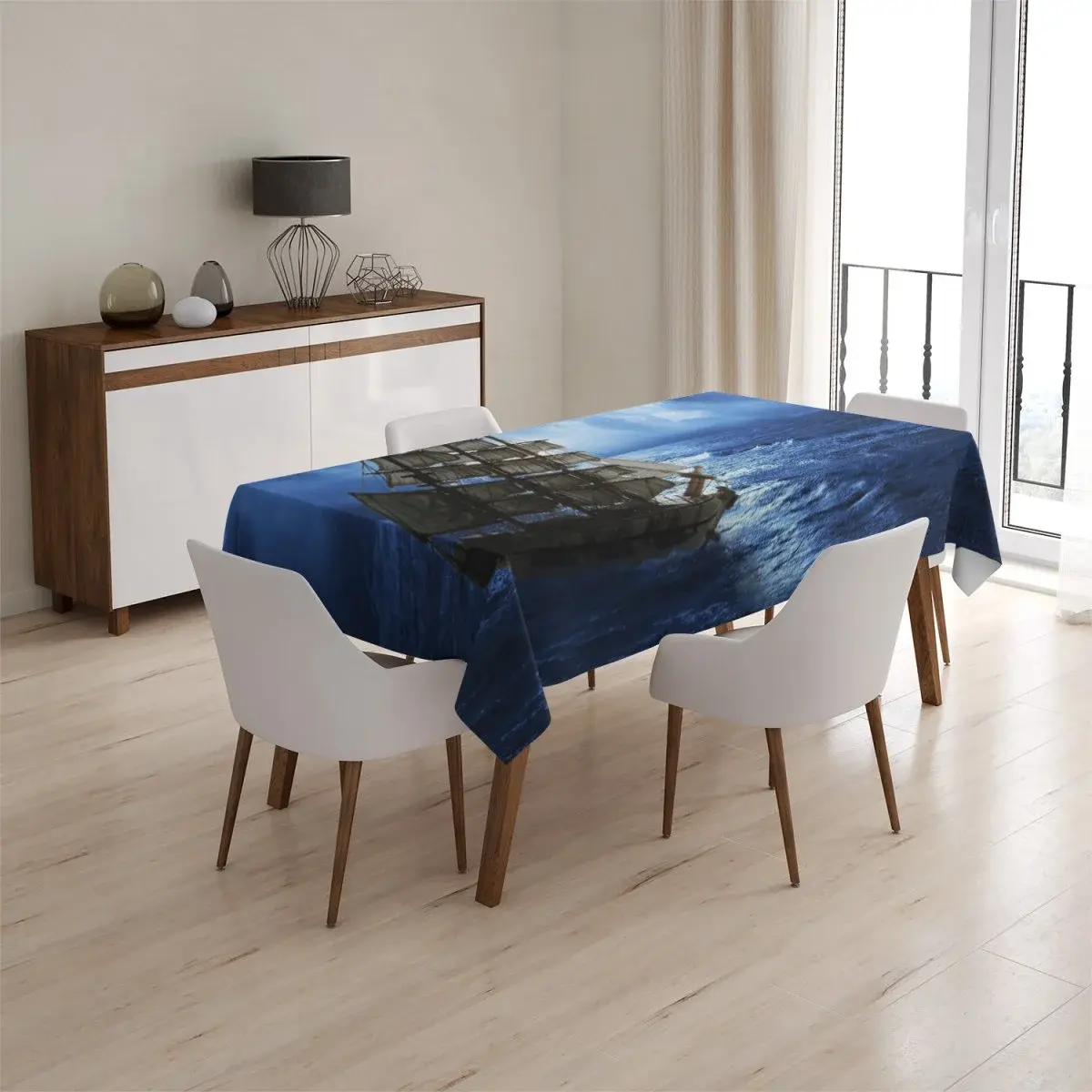 Ubrus Loď v bouřce - 90x90 cm