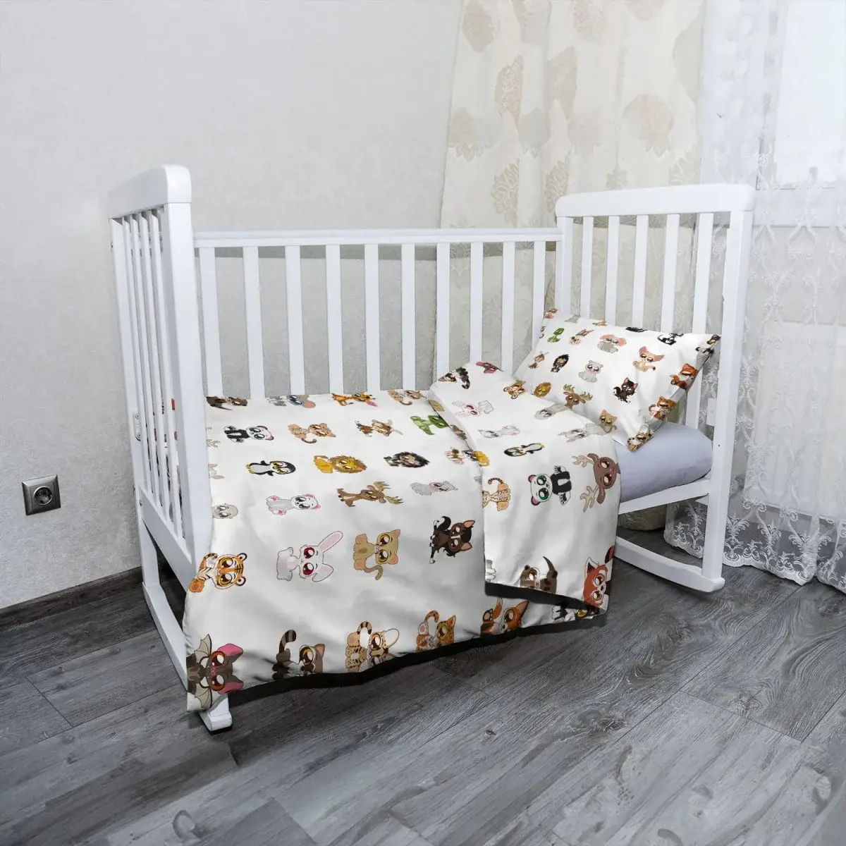 Mikroplyšové dětské povlečení do postýlky Zvířátka 4 - 120x90 / 40x60