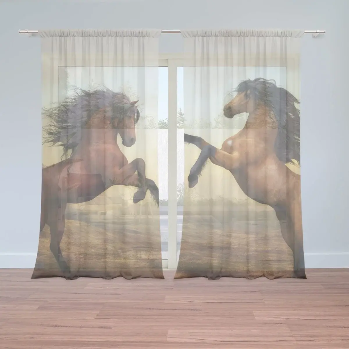 Záclony Vzpínající se koně: 2ks 150x250cm