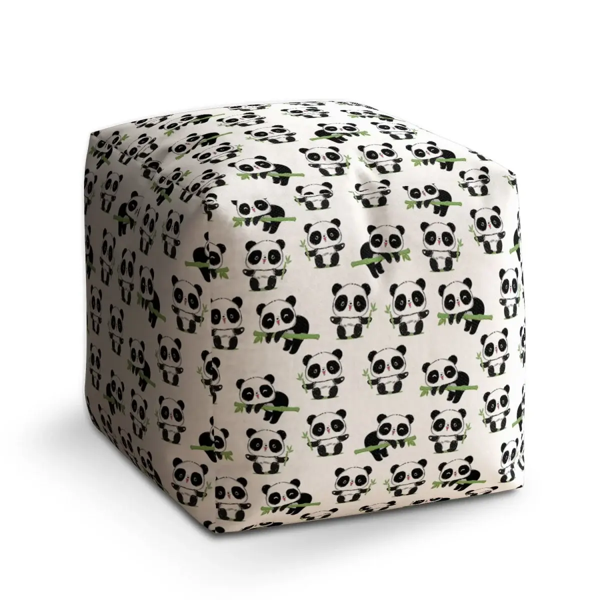 Taburet Cube Pandy s větvičkou - 50x50x50 cm
