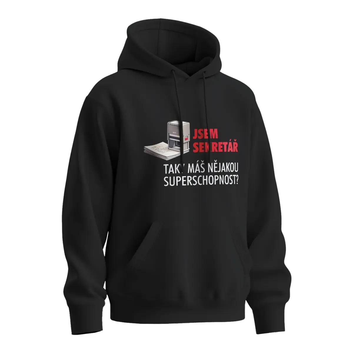Mikina s potiskem Jsem sekretář, taky máš nějakou superschopnost? - černá 4XL