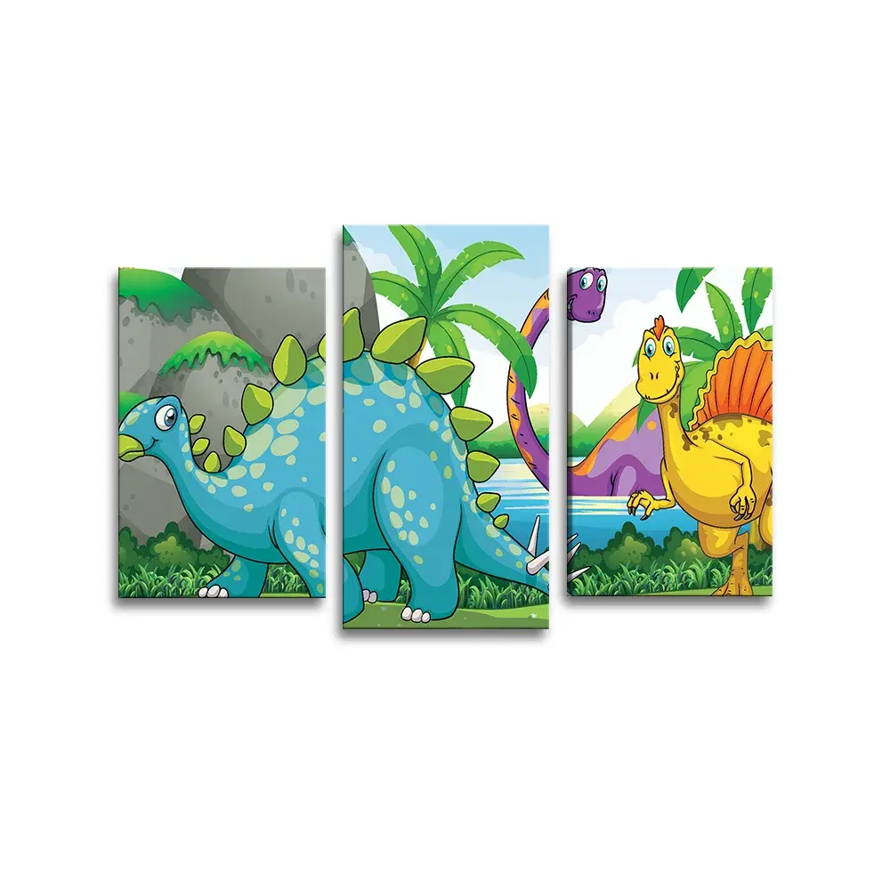 Obraz - 3-dílný Dinosauři 3 - 75x50 cm