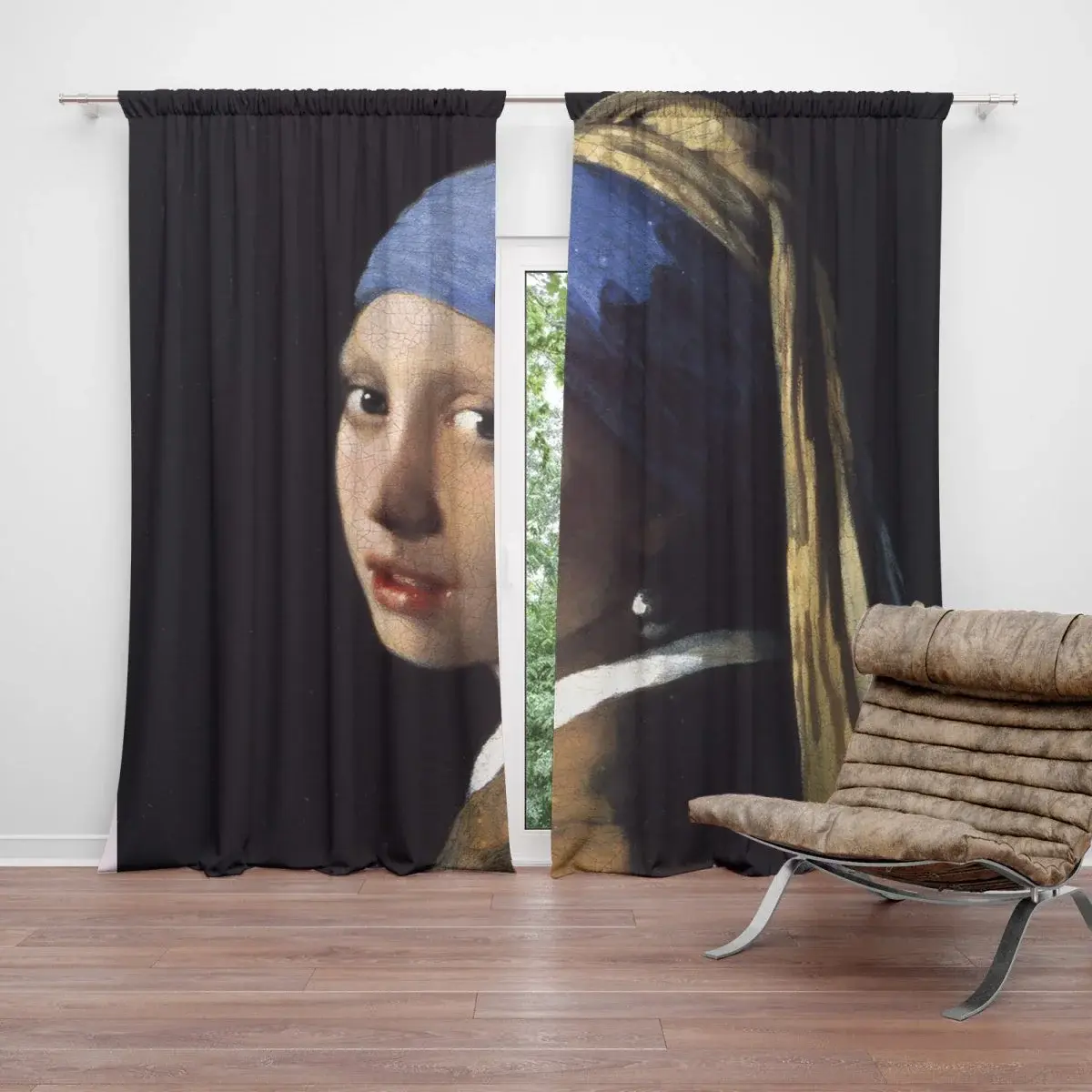 Závěs Dívka s perlou - Johannes Vermeer: 2ks 140x250cm