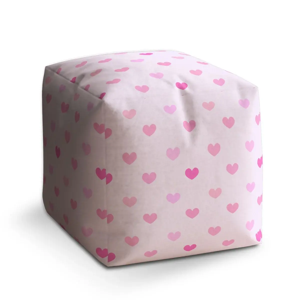 Taburet Cube Růžové srdce - 60x60x60 cm