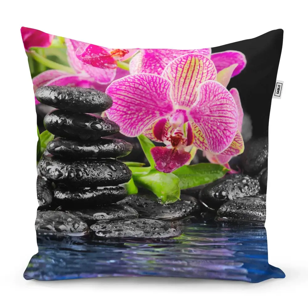 Polštář Orchidej na kamenech - 40x40 cm