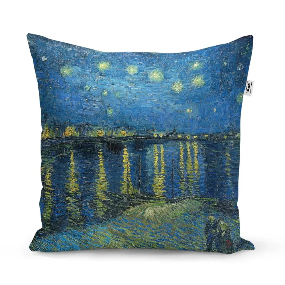 Polštář Hviezdna noc nad Rhônou - Vincent van Gogh - 50x50 cm
