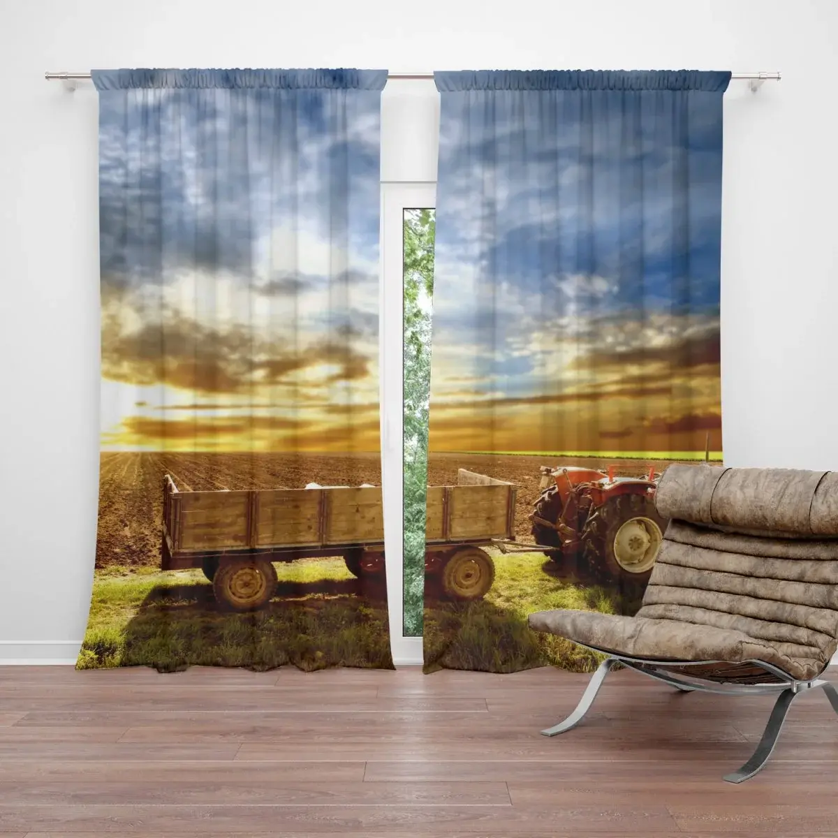 Závěs Traktor s vlečkou: 2ks 140x250cm