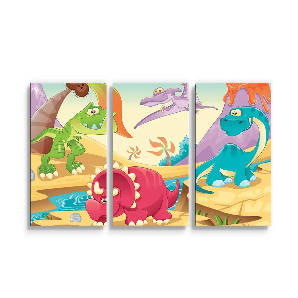 Obraz - 3-dílný Dinosauři 5 - 120x80 cm