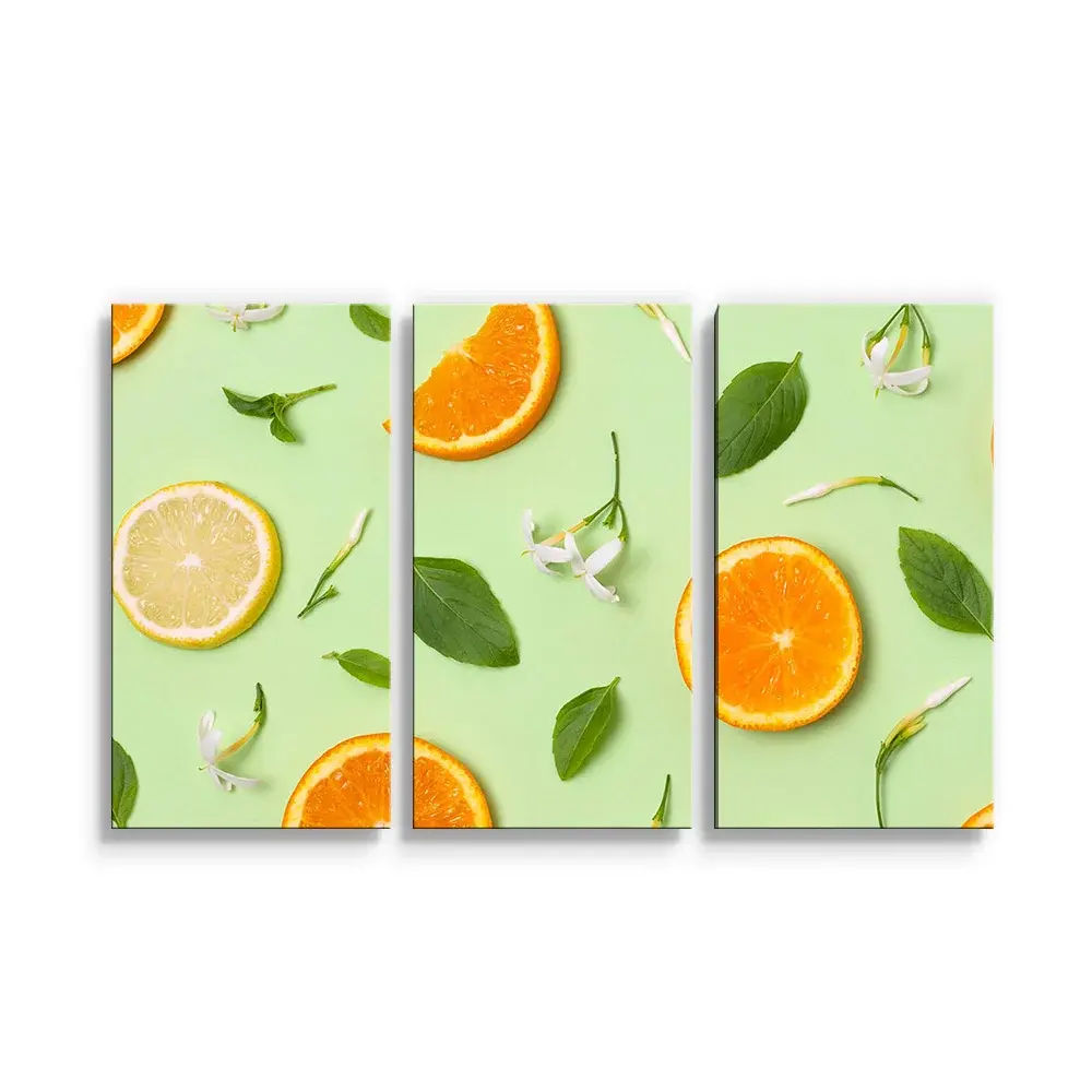 Obraz - 3-dílný Citrus a květ - 120x80 cm