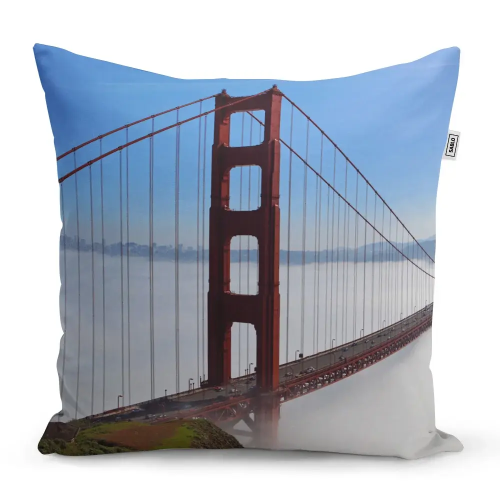 Polštář Golden Gate v mlze - 40x40 cm