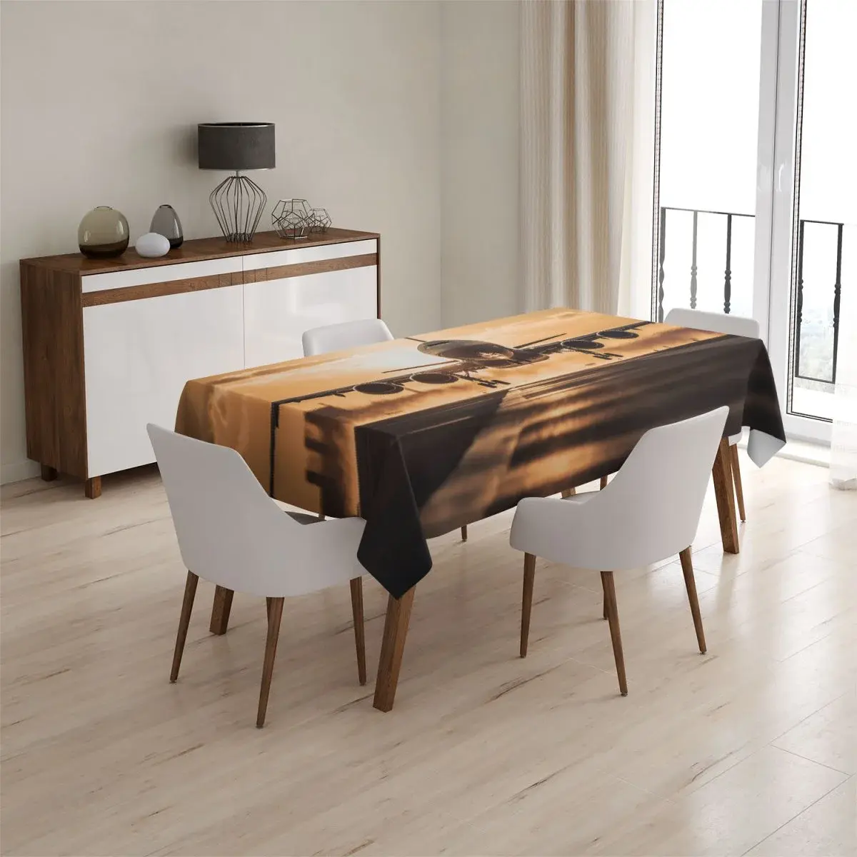 Ubrus Letadlo přistávající při západu slunce - 90x90 cm
