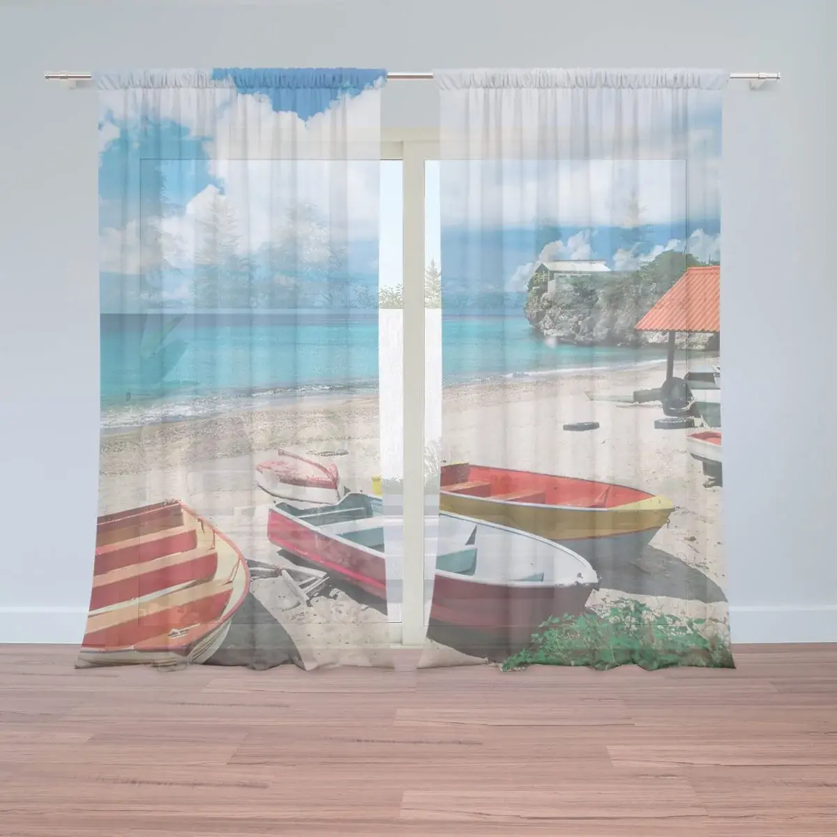 Záclony Loďky na pláži: 2ks 150x250cm