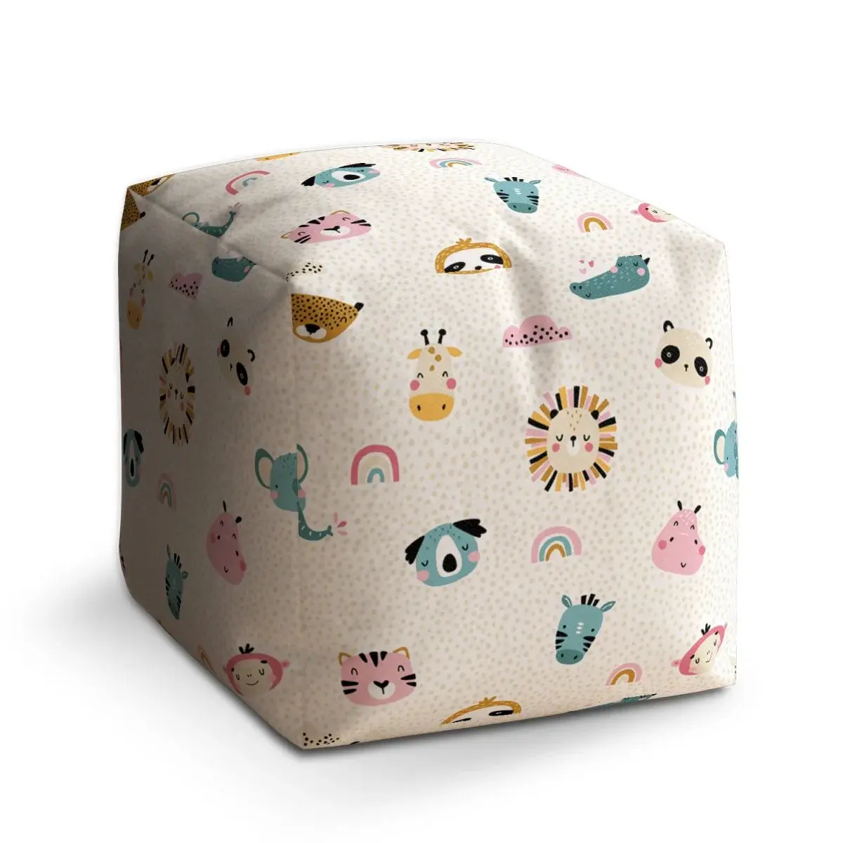 Taburet Cube Hroch, zebra a slunce - 40x40x40 cm