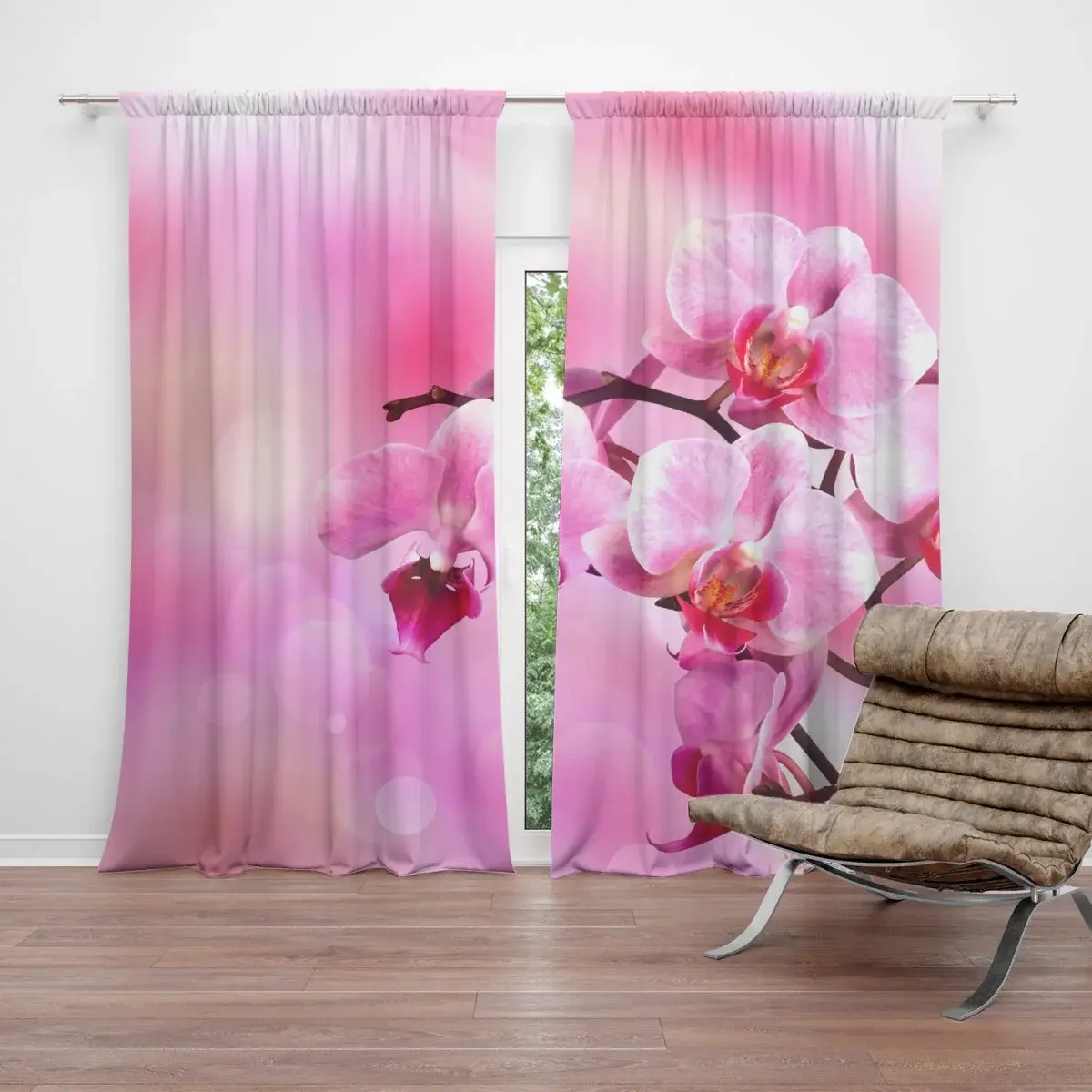Závěs Květy orchideje: 2ks 140x250cm