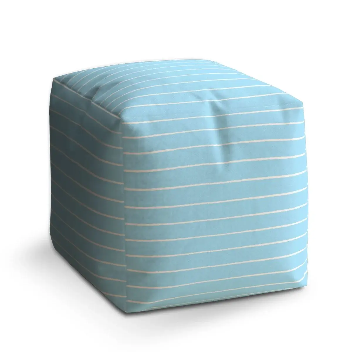 Taburet Cube Bílé linky na modré - 50x50x50 cm