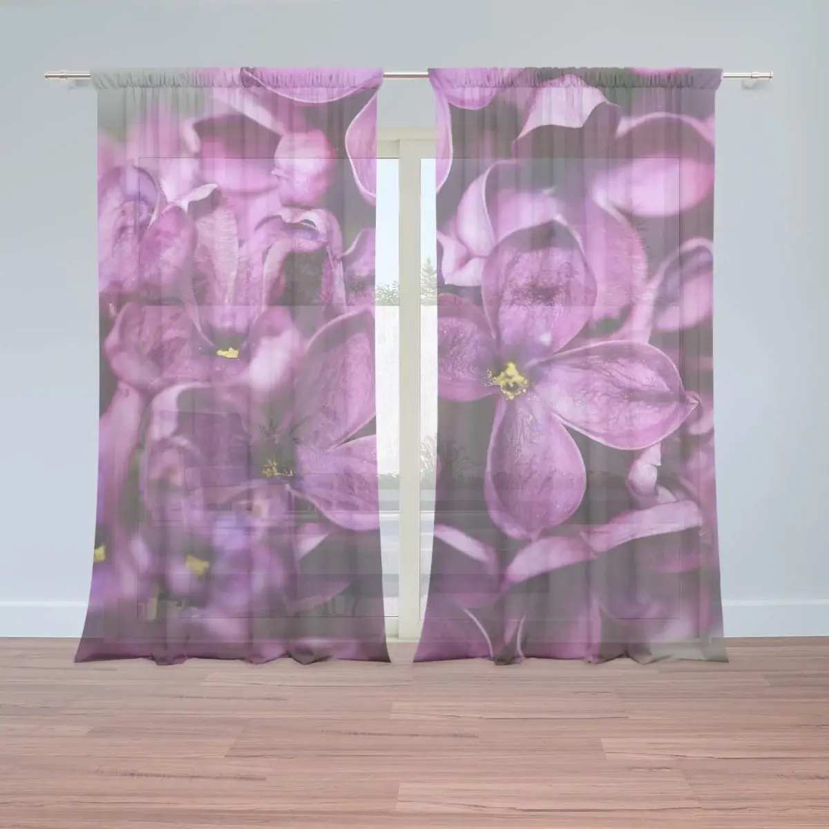 Záclony Fialové květy: 2ks 150x250cm
