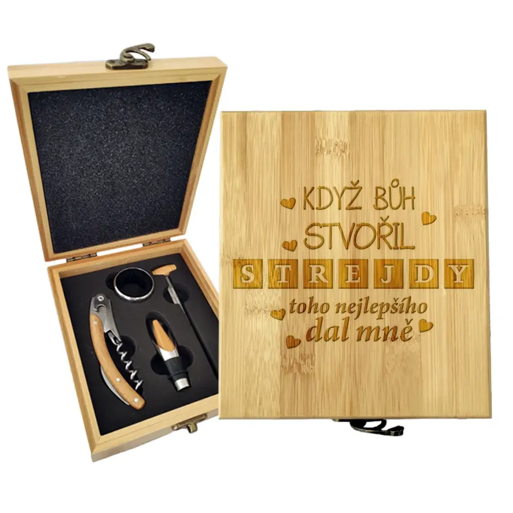 Dárková sada na víno Když Bůh stvořil strejdy: 147×168×49 mm