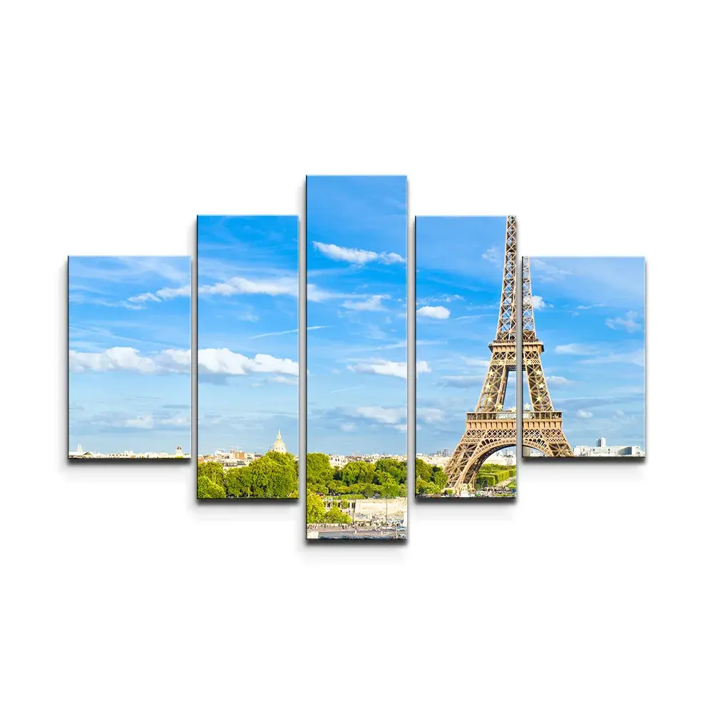 Obraz - 5-dílný Eiffel Tower 5 - 125x90 cm