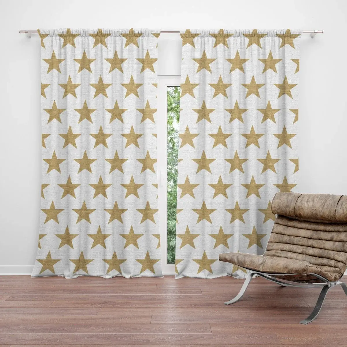 Závěs Zlaté hvězdy: 2ks 140x250cm