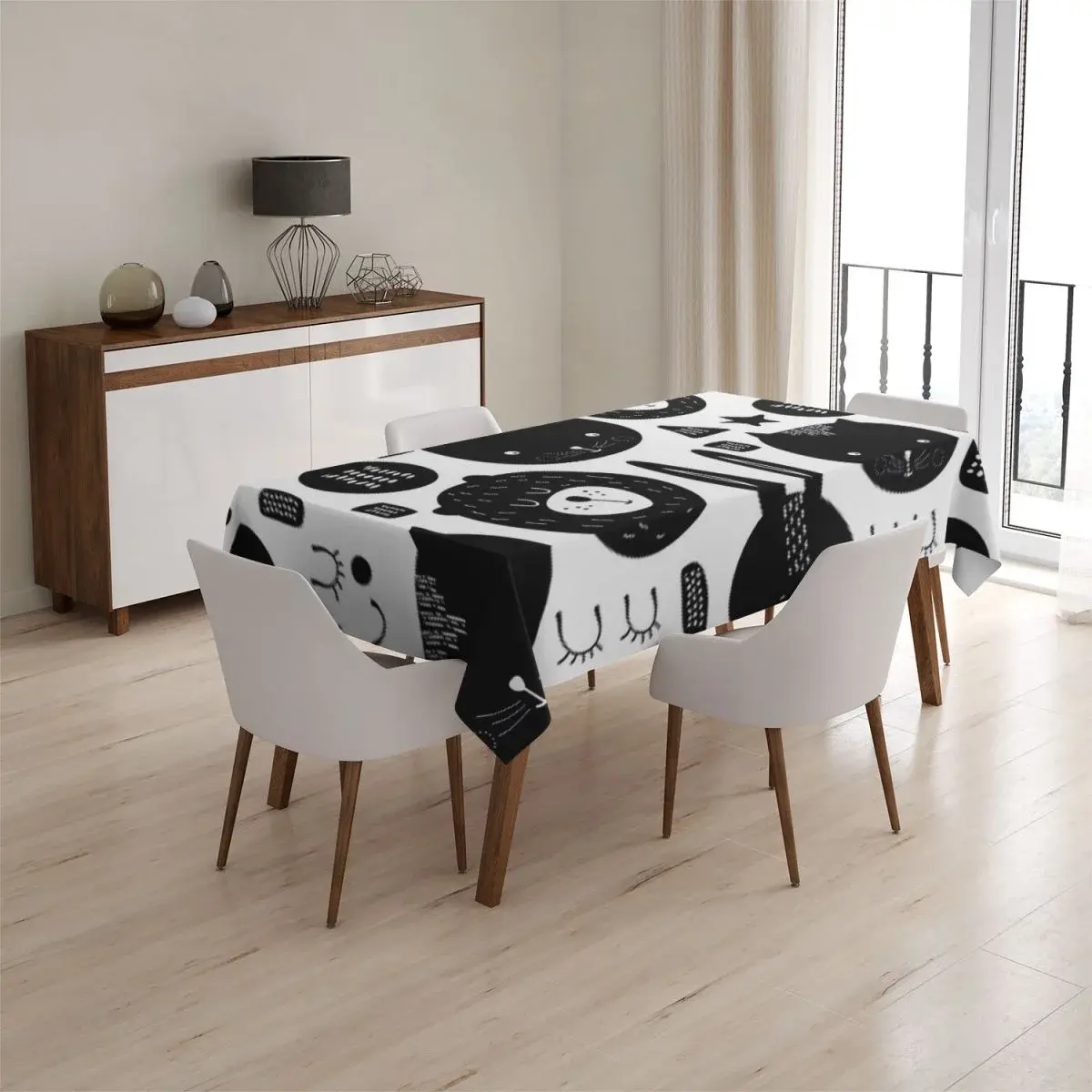 Ubrus Kočička a medvěd - 130x130 cm