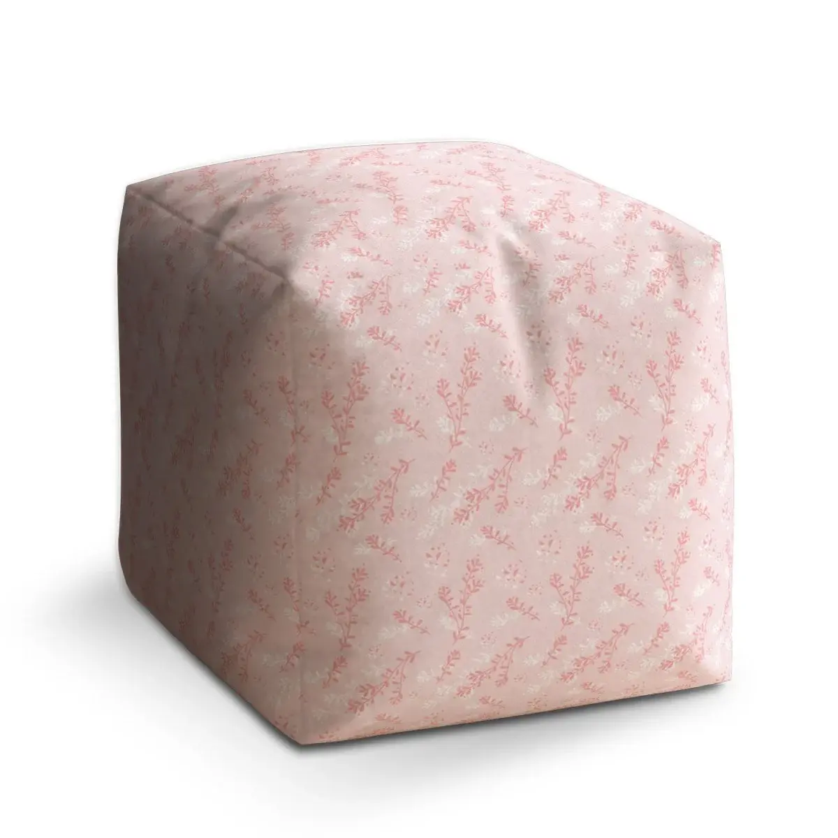 Taburet Cube Růžové rostliny - 60x60x60 cm