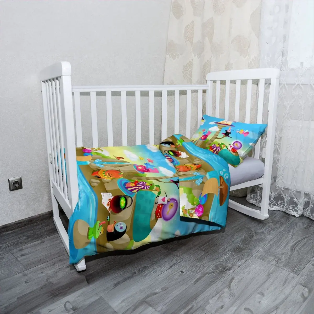 Mikroplyšové dětské povlečení do postýlky Pohádkový svět - 130x90 / 40x60