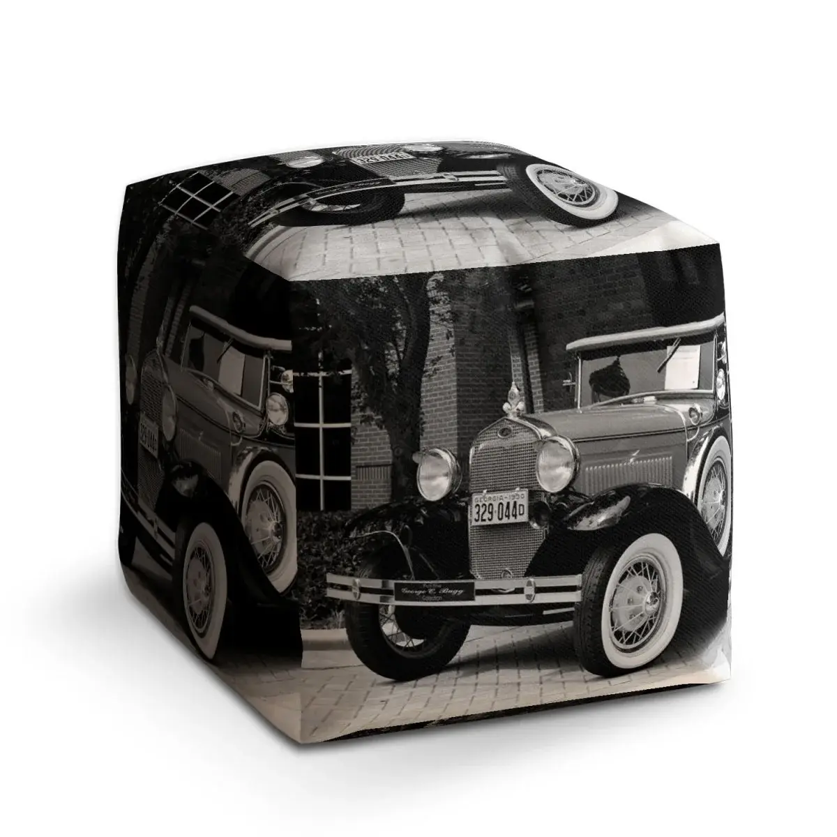Taburet Cube Černobílý veterán - 60x60x60 cm