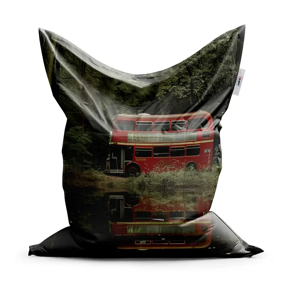 Sedací vak Červený patrový autobus - 200x140 cm