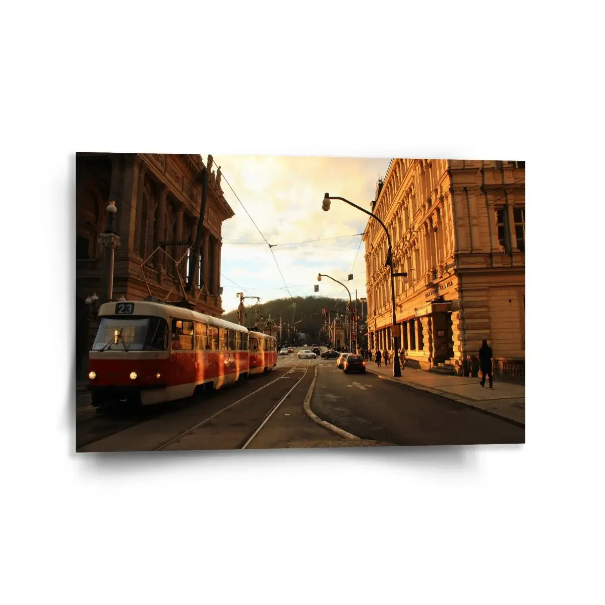 Obraz Tramvaj v historickém městě - 120x80 cm
