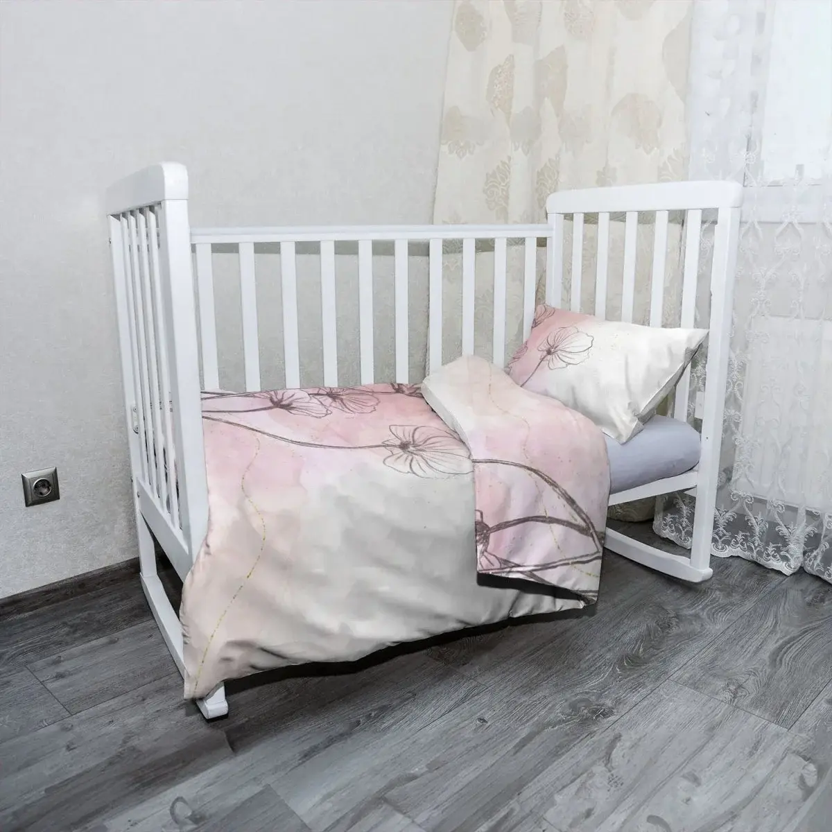 Dětské povlečení do postýlky Růžový akvarel - 130x90 / 40x60