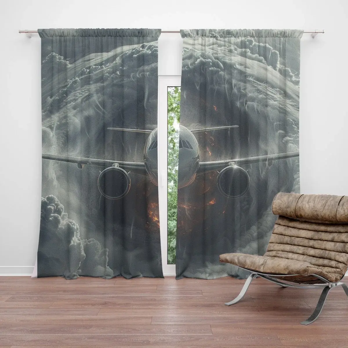 Závěs Letadlo v bouři: 2ks 140x250cm