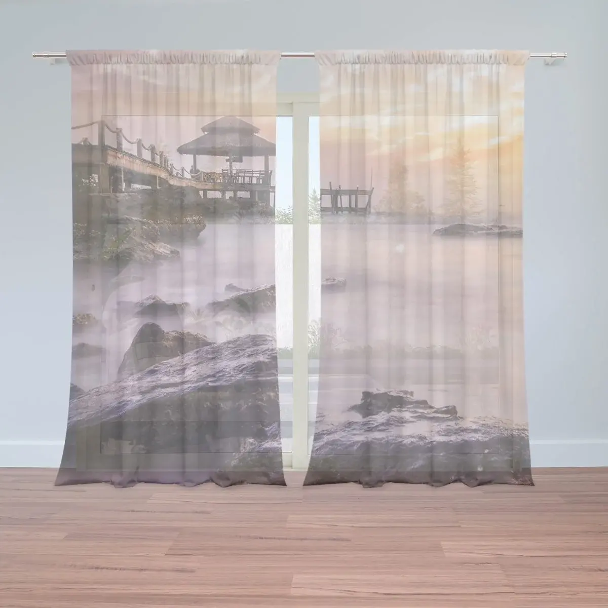 Záclony Mlha nad mořem: 2ks 150x250cm