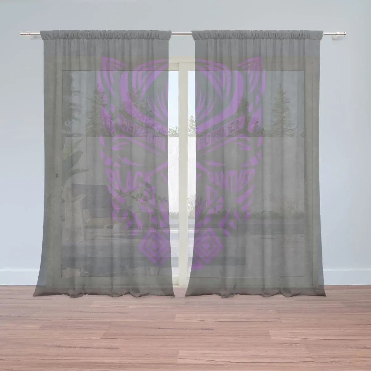 Záclony BLACK PANTHER wakanda forever Fialový: 2ks 150x250cm