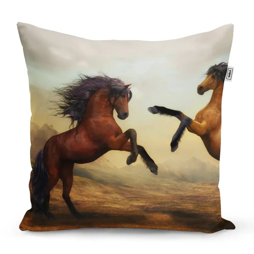 Polštář Vzpínající se koně - 60x60 cm